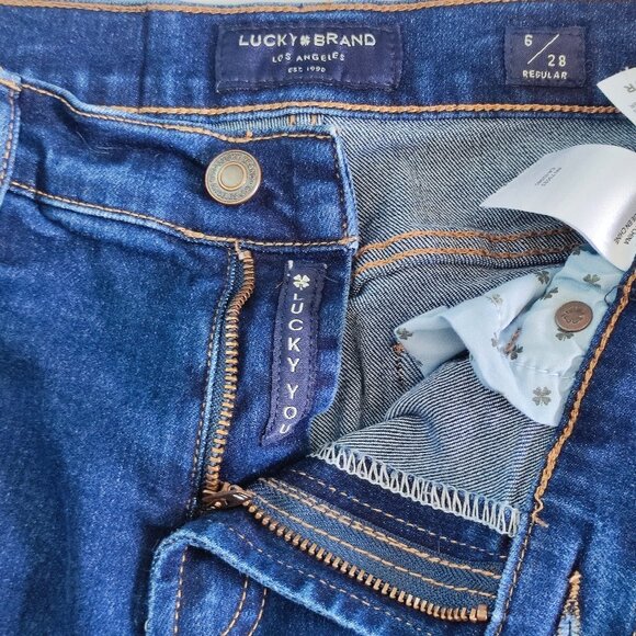 Lucky Brand Charlie jeans high rise boot crop denim blue women's size 6/28 - Picture 9 of 15